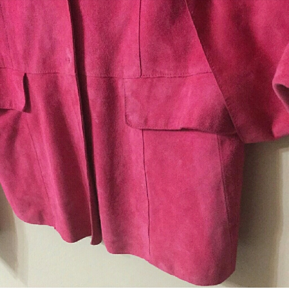 TAHARI Hot Pink Suede Jacket - Picture 7 of 8